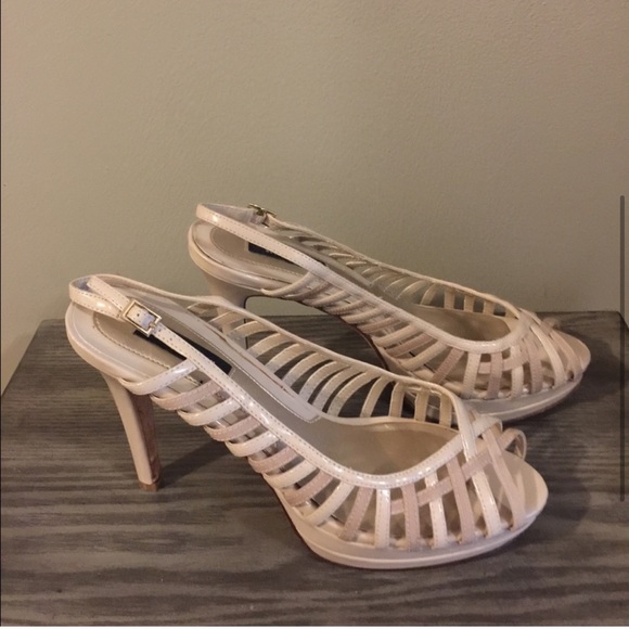 WHBM nude Gena sling back heels 7.5 - Picture 4 of 8